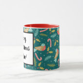 Candy Canes Holly Pine Boughds Birds Tasse (Zentrum)