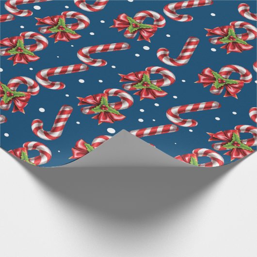 Candy Canes in blau Geschenkpapier (Ecke)
