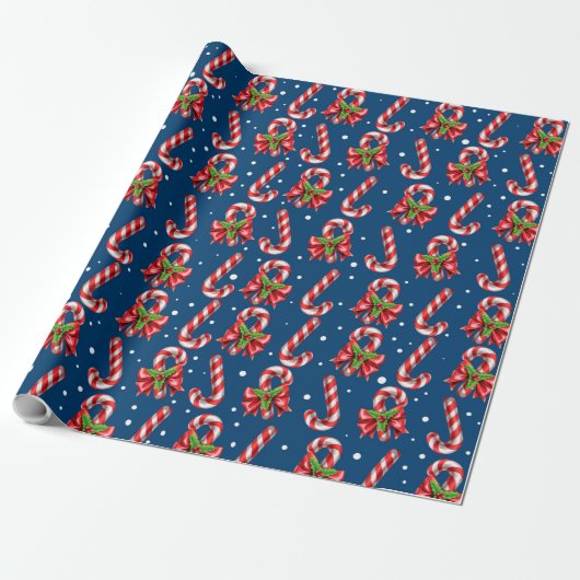Candy Canes in blau Geschenkpapier (Ungerollt)
