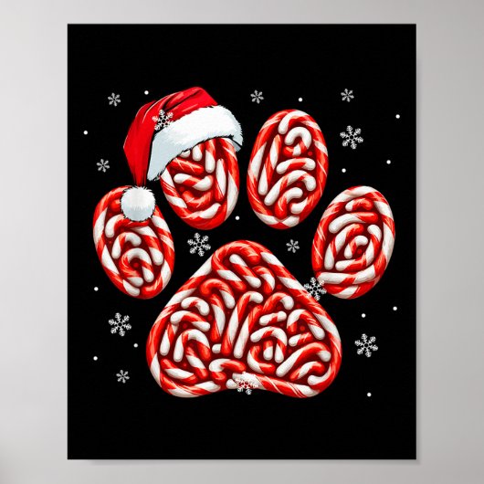 Candy Canes in Dog Paw Xmas Dog Cat Eigentümer Fam Poster (Vorne)