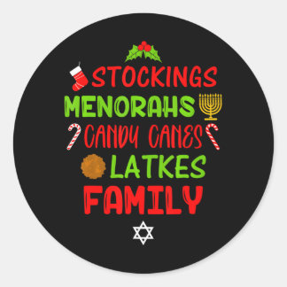Candy Canes Latkes Hanukkah Weihnachten Chrismukka Runder Aufkleber