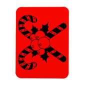 Candy Canes & mistletoe Black Frohe Weihnachten Magnet (Vertikal)