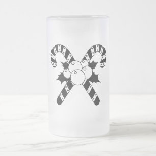 Candy Canes & mistletoe Black Frohe Weihnachten Mattglas Bierglas
