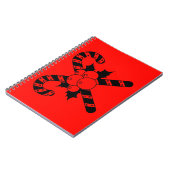 Candy Canes & mistletoe Black Frohe Weihnachten Notizblock (Linke Seite)