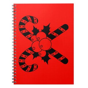 Candy Canes & mistletoe Black Frohe Weihnachten Notizblock