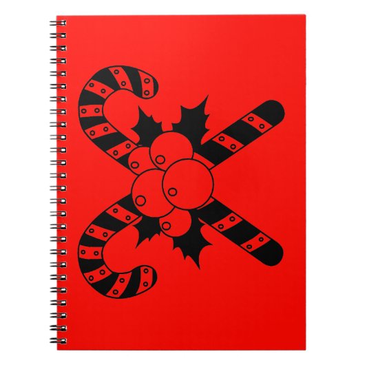 Candy Canes & mistletoe Black Frohe Weihnachten Notizblock (Vorderseite)