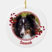 Candy Canes mit benutzerdefinierter Foto-Vorlage u Keramik Ornament (Hinten)