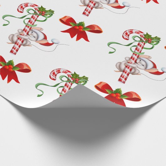 Candy Canes mit Mäuse und Bows Niedliche Weihnacht Geschenkpapier (Ecke)