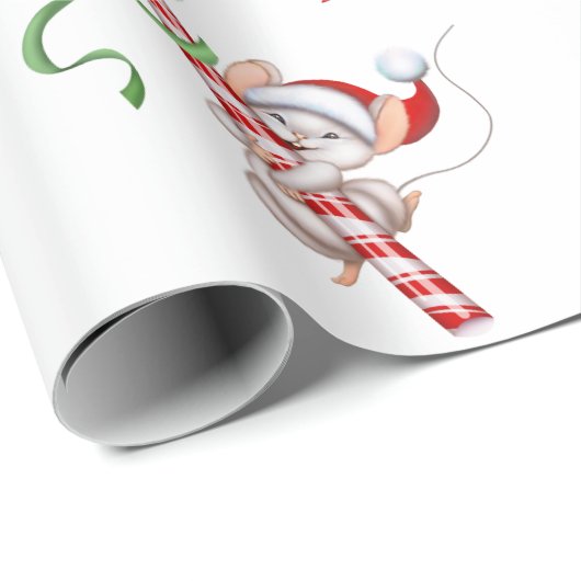 Candy Canes mit Mäuse und Bows Niedliche Weihnacht Geschenkpapier (Rolleneckpunkt)