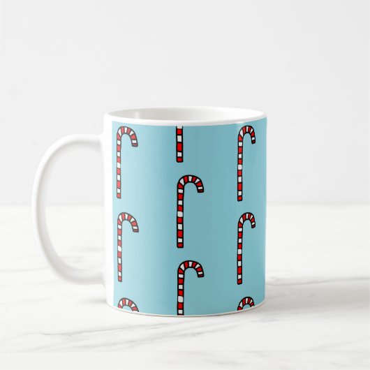 Candy Canes on Blue Background Kaffeetasse (Links)