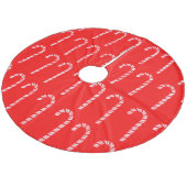 Candy Canes on Red Tree Skirt Fleece Weihnachtsbaumdecke (Schrägansicht)