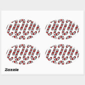 Candy Canes Ovaler Aufkleber (Blatt)