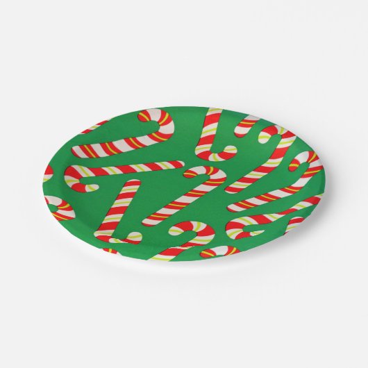 Candy Canes Pappteller (Schrägansicht)