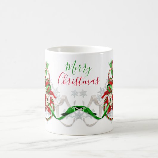 Candy Canes Poinsettia Schneeflocken Frohe Weihnac Kaffeetasse (Mittel)