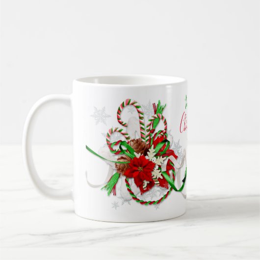 Candy Canes Poinsettia Schneeflocken Frohe Weihnac Kaffeetasse (Links)