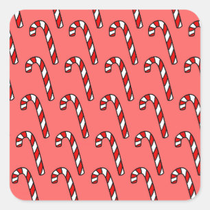 Candy Canes Quadratischer Aufkleber