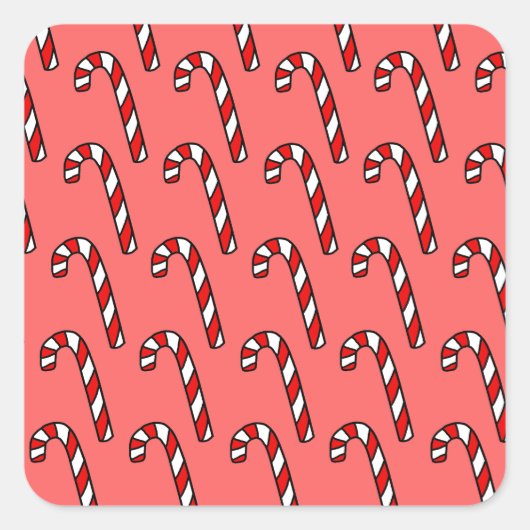 Candy Canes Quadratischer Aufkleber (Vorderseite)