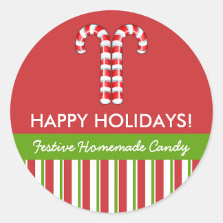Candy Canes Red Green Food Jar Label Runder Aufkleber