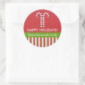 Candy Canes Red Green Food Jar Label Runder Aufkleber (Tasche)