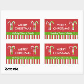 Candy Canes rot-grüne Candy Gift Jar Label Rechteckiger Aufkleber (Blatt)