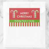 Candy Canes rot-grüne Candy Gift Jar Label Rechteckiger Aufkleber (Tasche)