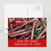 Candy Canes Save the Date Postcard Ankündigungspostkarte (Vorne/Hinten)