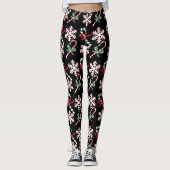 Candy Canes & Snowflakes, auf schwarz Leggings (Vorderseite)