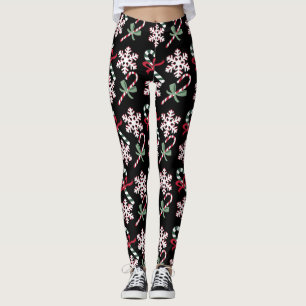 Candy Canes & Snowflakes, auf schwarz Leggings