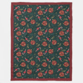 Candy Canes Snowflakes Red Christmas Balls Green Fleecedecke (Vorderseite)