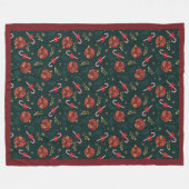 Candy Canes Snowflakes Red Christmas Balls Green Fleecedecke (Vorderseite (Horizontal))