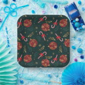 Candy Canes Snowflakes Red Christmas Balls Green Pappteller (Party)