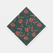 Candy Canes Snowflakes Red Christmas Balls Green Serviette (Ecke)