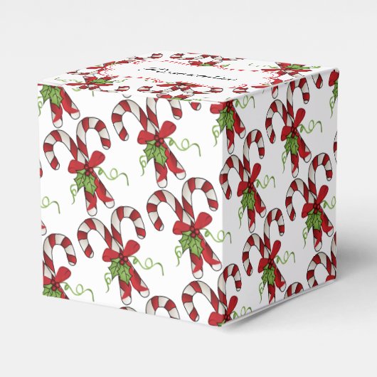 Candy Canes Stripe mit Holly und Bow Geschenkschachtel (Vorderseite)
