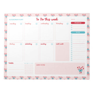 Candy Canes und Bows wöchentlich zu erstellen, Pla Notizblock