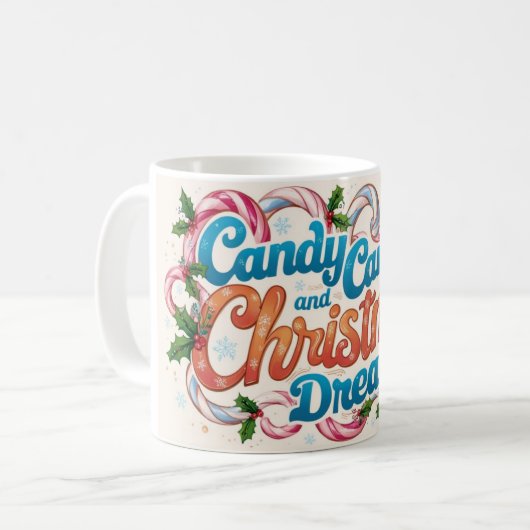 Candy Canes und Christmas Dreams Kaffeetasse (Vorderseite Links)