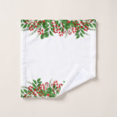 Candy Canes und Christmas Holly Badhandtuch Set (Waschlappen)