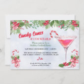 Candy Canes und Cocktails Weihnachtsfeier Feiertagskarte (Vorderseite)
