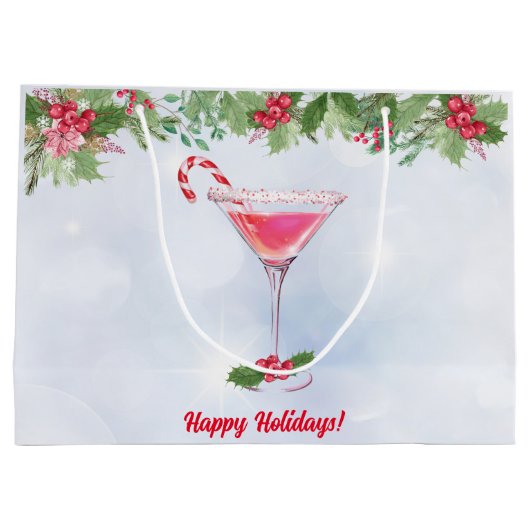 Candy Canes und Cocktails Weihnachtsfeier Große Geschenktüte (Rückseite)