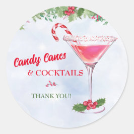 Candy Canes und Cocktails Weihnachtsfeier Runder Aufkleber