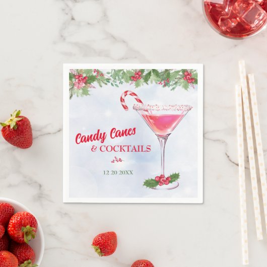 Candy Canes und Cocktails Weihnachtsfeier Serviette (Beispiel)