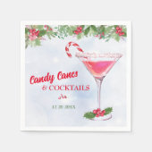 Candy Canes und Cocktails Weihnachtsfeier Serviette (Vorderseite)