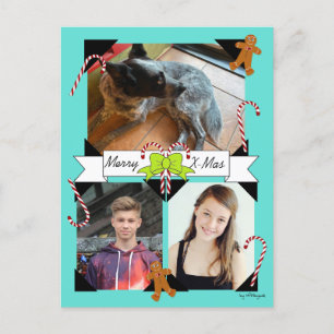 Candy Canes und Gingerbread Man Weihnachts-Postkar Feiertagspostkarte