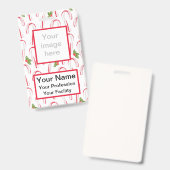 Candy Canes und Holly Abzeichen Ausweis (Vorder- & Rückseite)