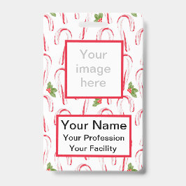 Candy Canes und Holly Abzeichen Ausweis