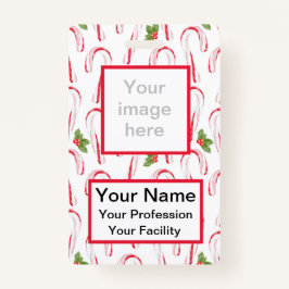 Candy Canes und Holly Abzeichen Ausweis