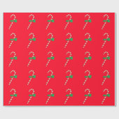 Candy Canes und Holly Christmas Holiday Wrap Paper Geschenkpapier (Flach)