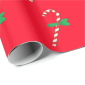 Candy Canes und Holly Christmas Holiday Wrap Paper Geschenkpapier (Rolleneckpunkt)