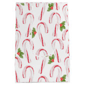 Candy Canes und Holly Geschenktasche Mittlere Geschenktüte (Rückseite)