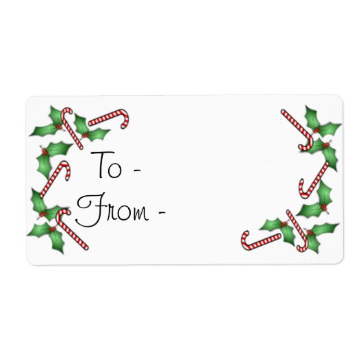 Candy Canes und Holly Gift Labels (Vorne)