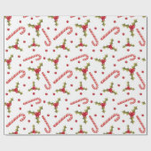 Candy Canes und Holly Seamless Muster Geschenkpapier (Flach)